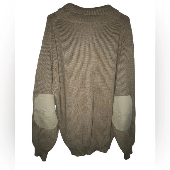 Orvis Men’s Cable Knit Mechanics Style Shawl Sweater Brown Elbow Patch Size XL - Picture 2 of 5